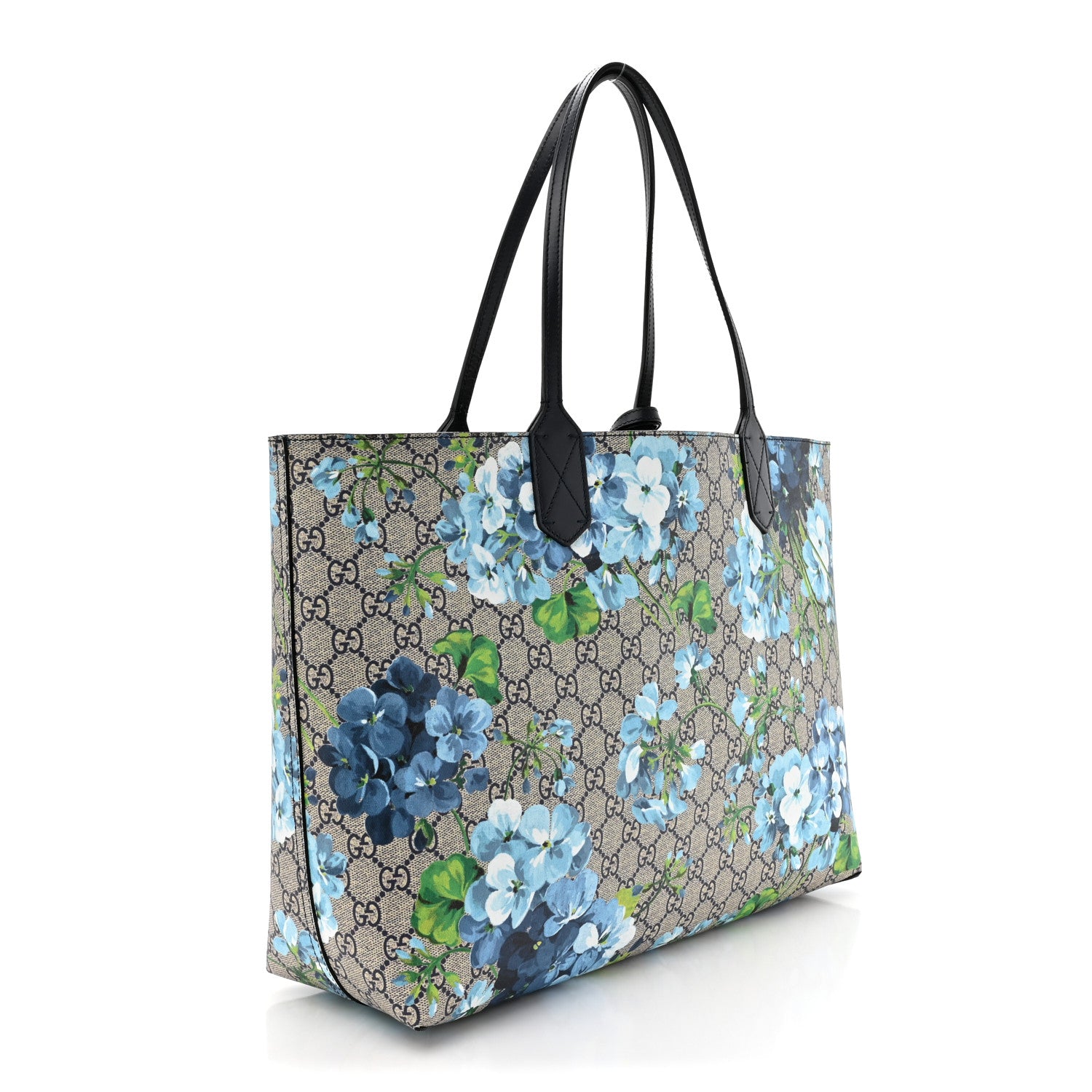 Gucci GG Supreme Monogram Blooms Medium Reversible Tote Beige Blue 4 of 20
