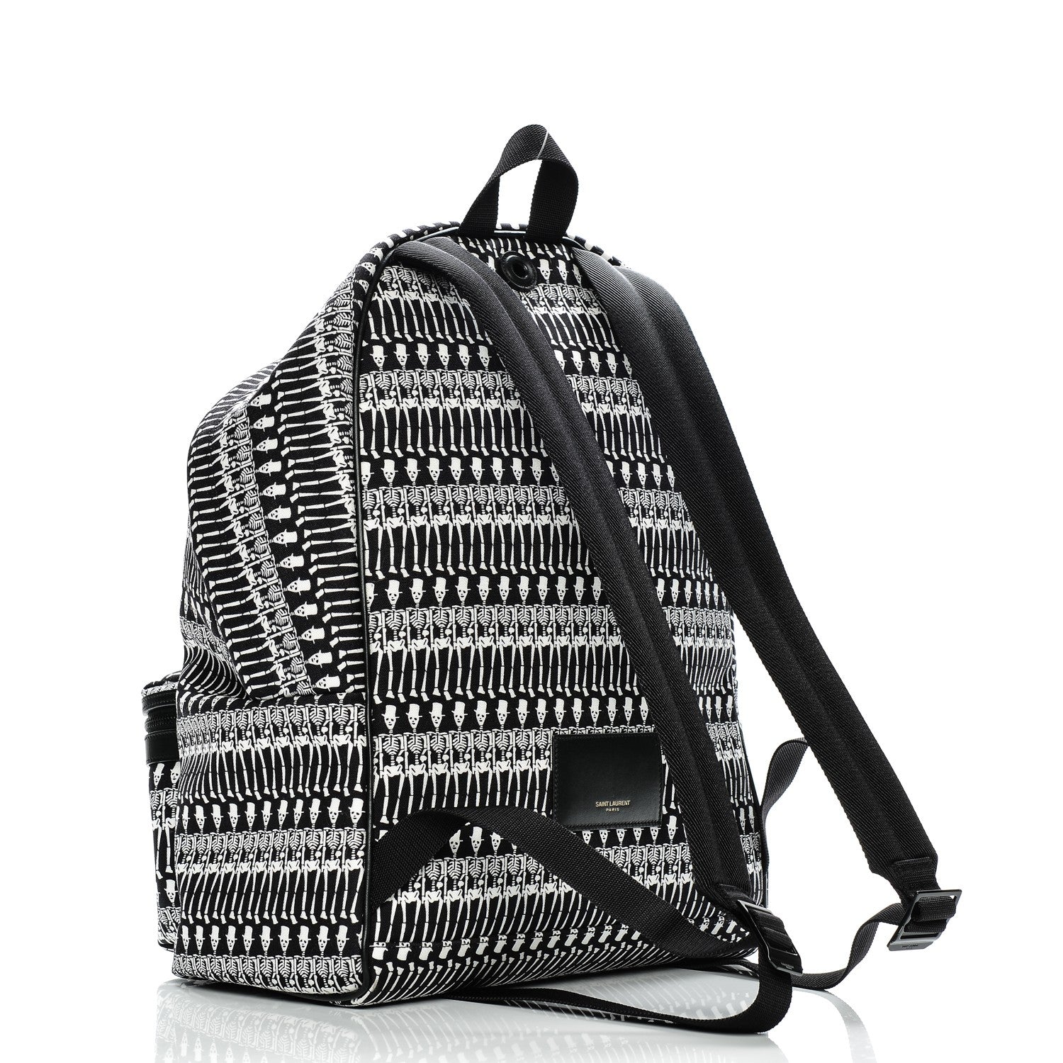 Saint Laurent Nylon City Skeleton Print Backpack Black White 3 of 9