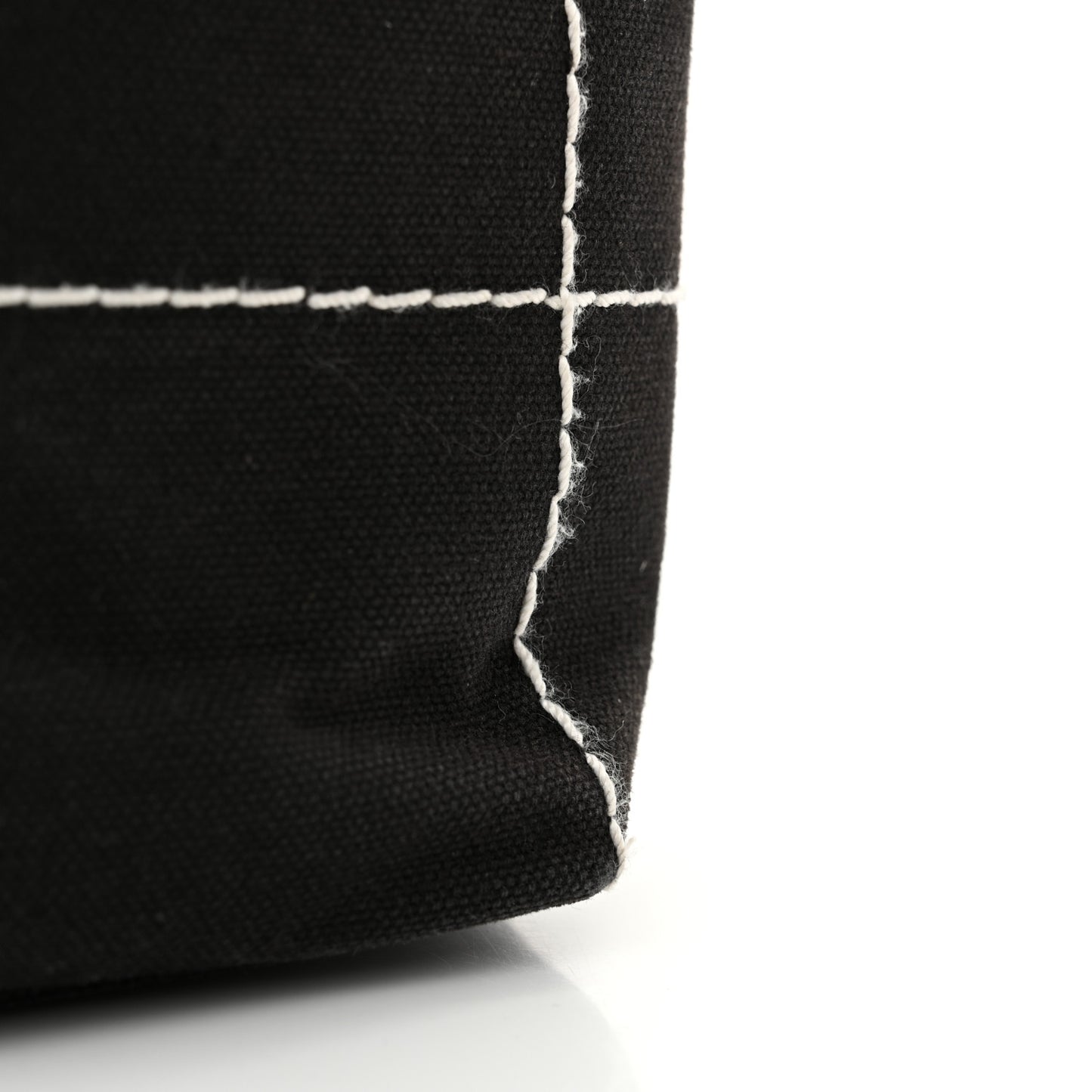 Canvas Square Stitched CC Small Tote Bag Black