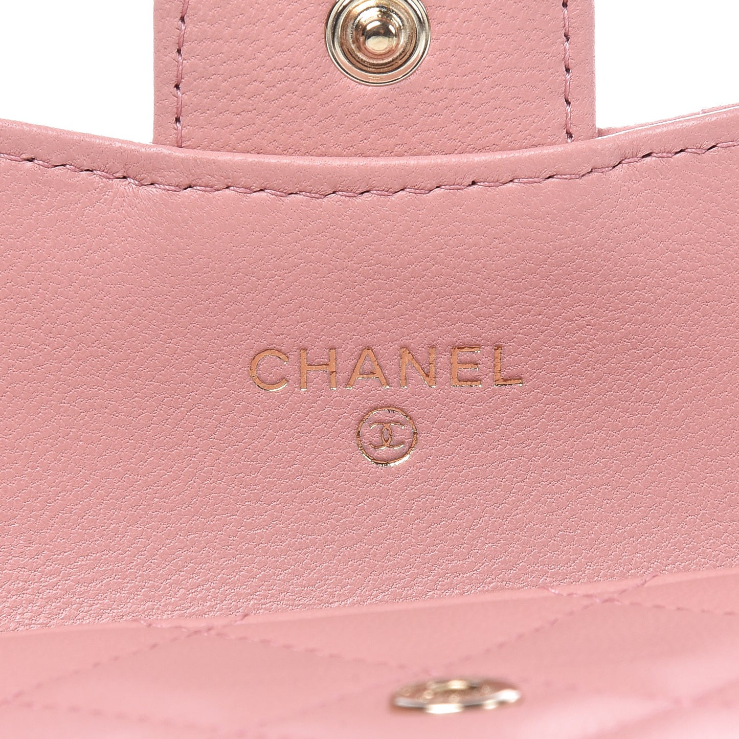 Lambskin Quilted Flap Card Holder Pink