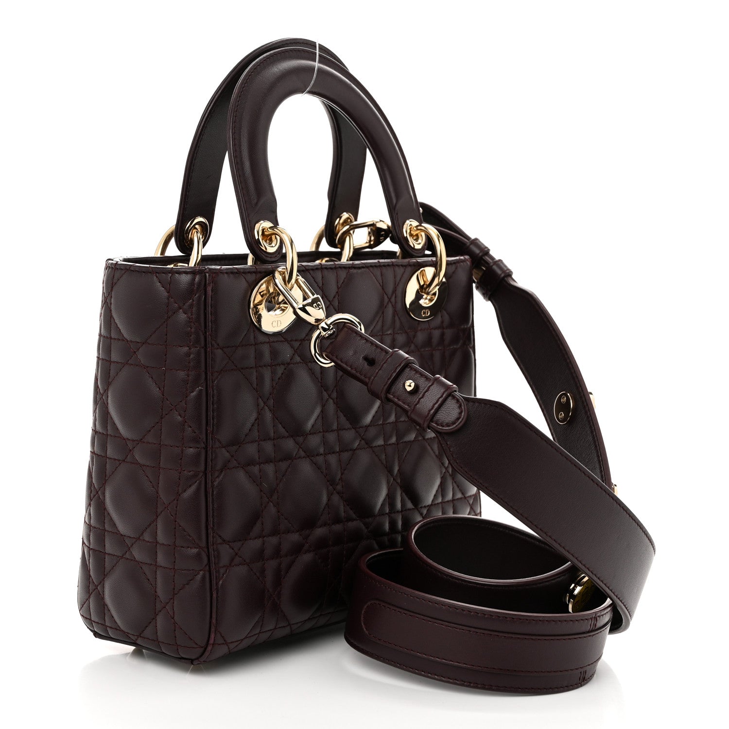 Christian Dior Lambskin Cannage Small Lucky Badges My Lady Dior Burgundy 4 of 11