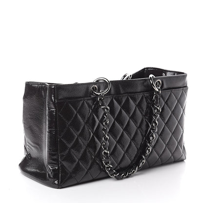 Chanel Patent Caviar Diamond Quilted Small Shine Reissue Tote Black 2 of 9
