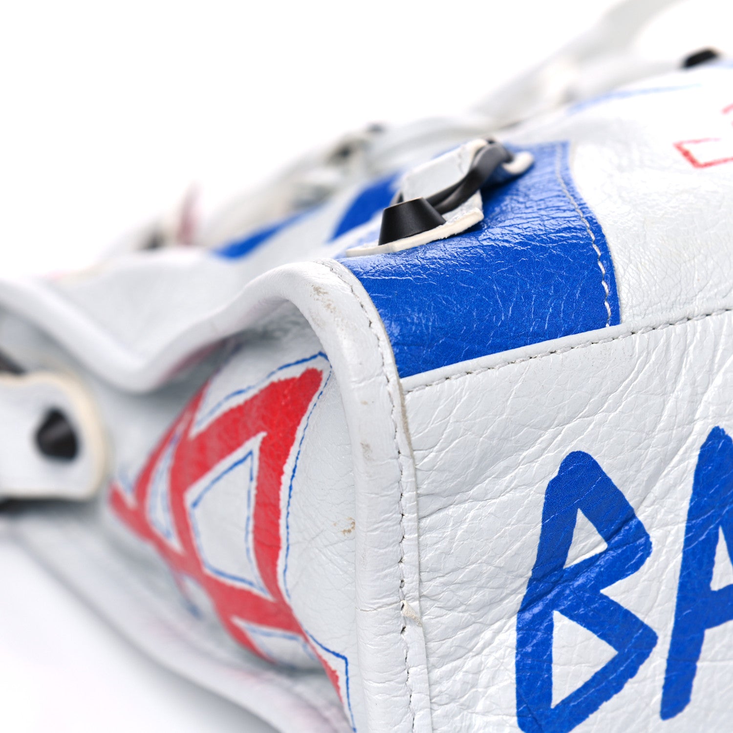 Balenciaga Agneau Graffiti All Over Classic Hardware S City White Bleu Rouge 4 of 8