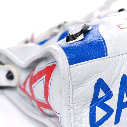 Balenciaga Agneau Graffiti All Over Classic Hardware S City White Bleu Rouge 4 of 8