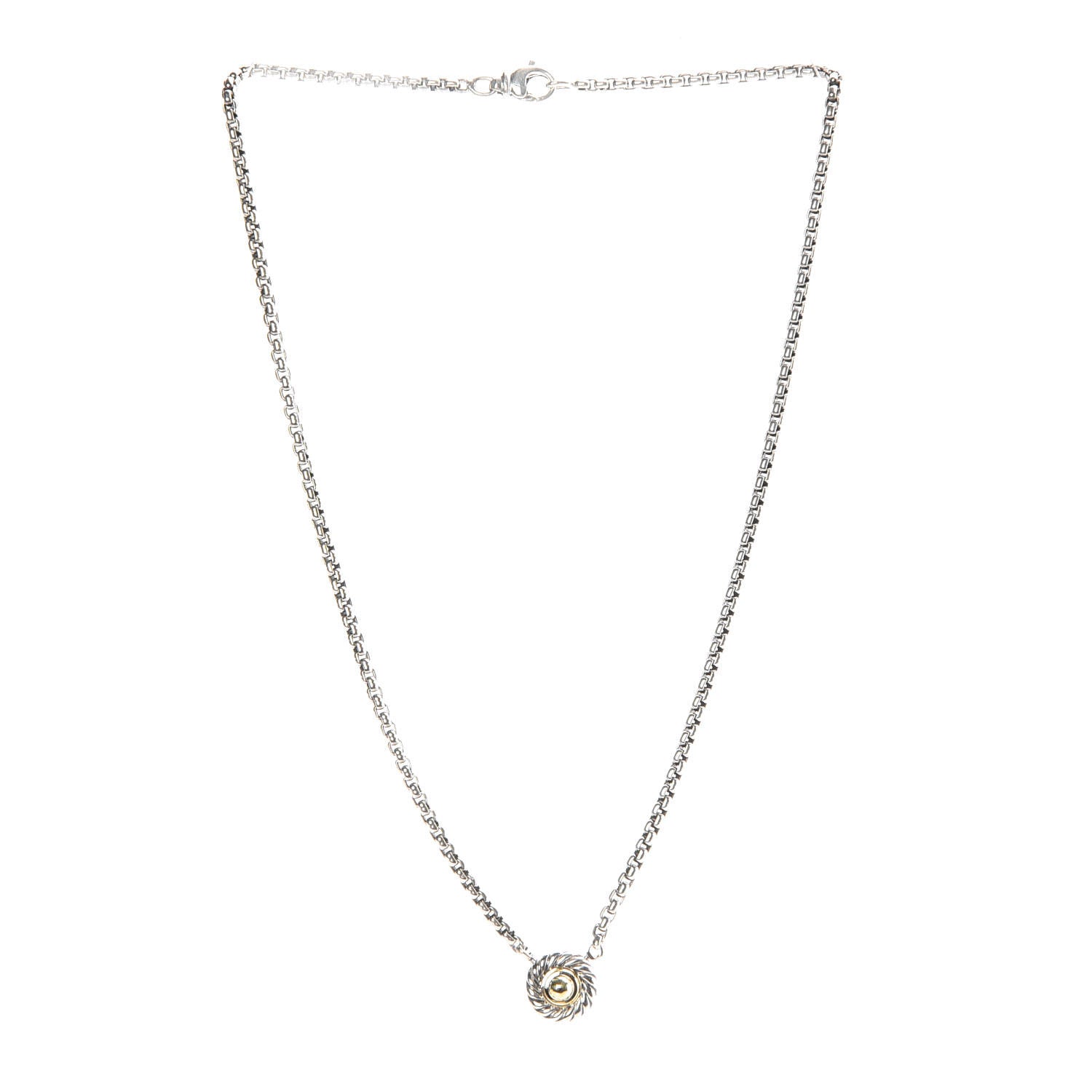 David Yurman Sterling Silver 14K Yellow Gold Cookie Pendant Necklace 3 of 5