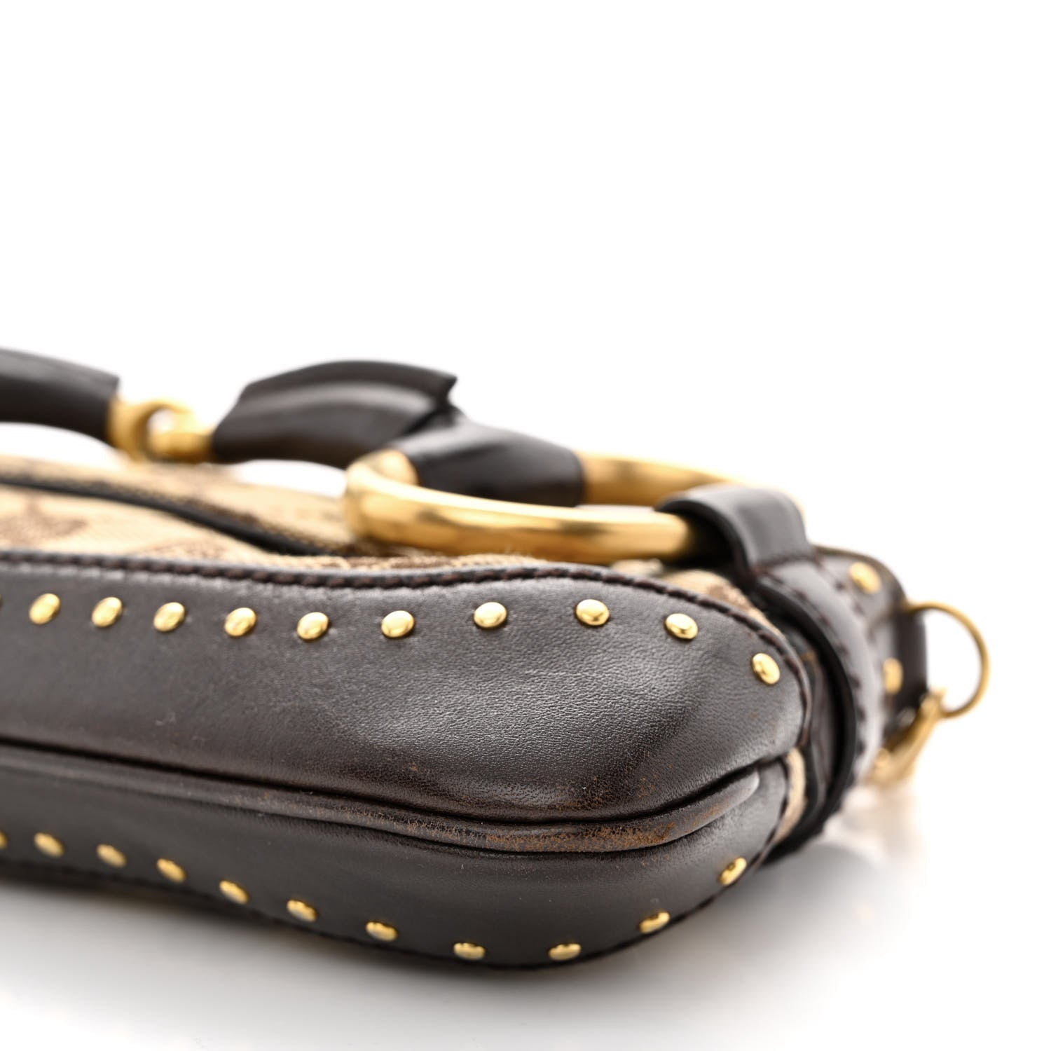 Gucci Monogram Studded Small Horsebit Clutch Dark Brown 10 of 14