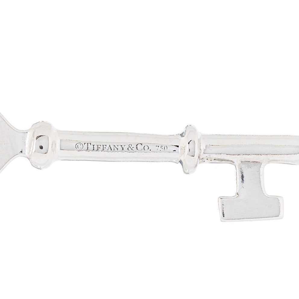 18K White Gold Diamond Mini Heart Key Pendant