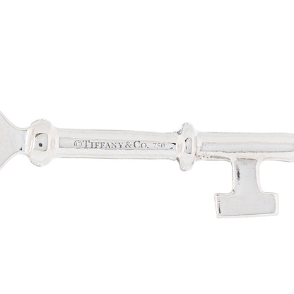 Tiffany 18K White Gold Diamond Mini Heart Key Pendant 3 of 4