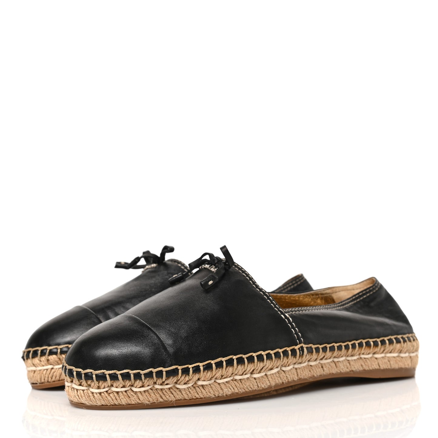 Nappa Logo Cap Toe 20mm Espadrilles 38.5 Black
