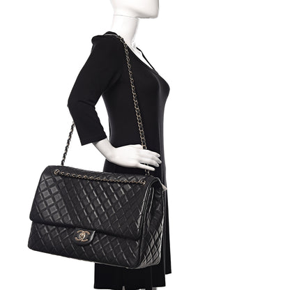 Chanel Metallized Calfskin Quilted XXL Travel Flap Bag Black 2 of 11
