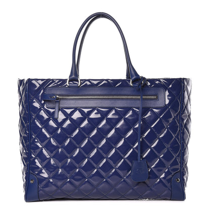 Chanel Vinyl Calfskin Viaggio Travel Bag Blue 1 of 14