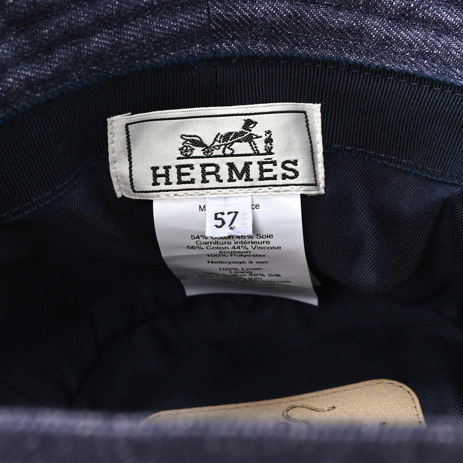 Hermes Denim Eden Bucket Hat 57 Indigo 8 of 8
