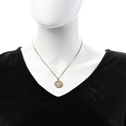 Chanel Crystal CC Medallion Pendant Necklace Gold 2 of 6