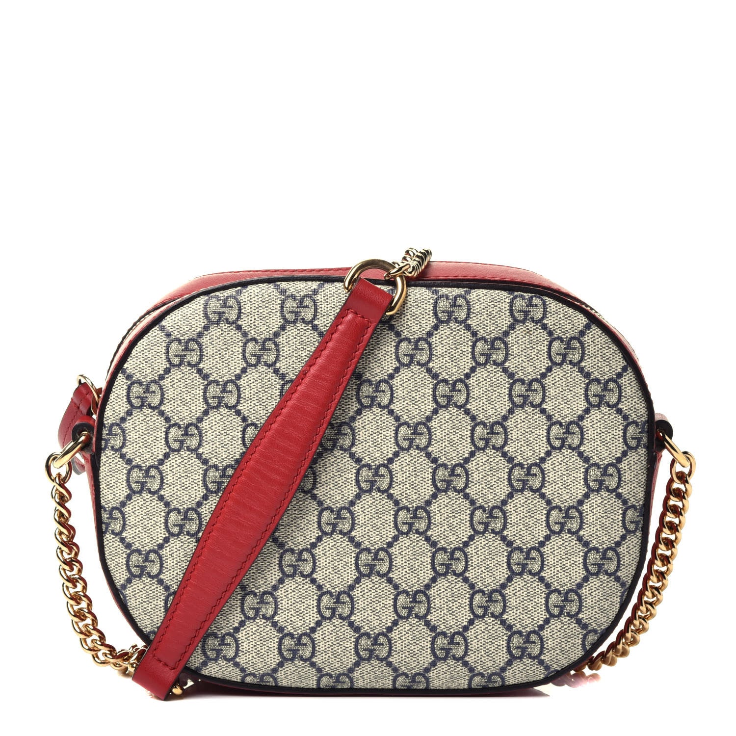 Gucci GG Supreme Monogram Mini Chain Shoulder Bag Beige Blue Hibiscus Red 1 of 11
