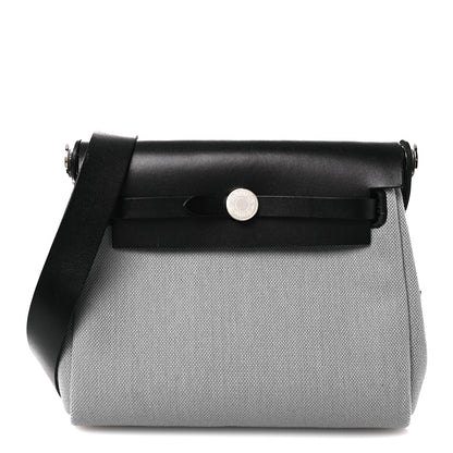 Hermes Military Toile Vache Hunter Herbag Zip Retourne 20 Gris Pantin Black 1 of 16