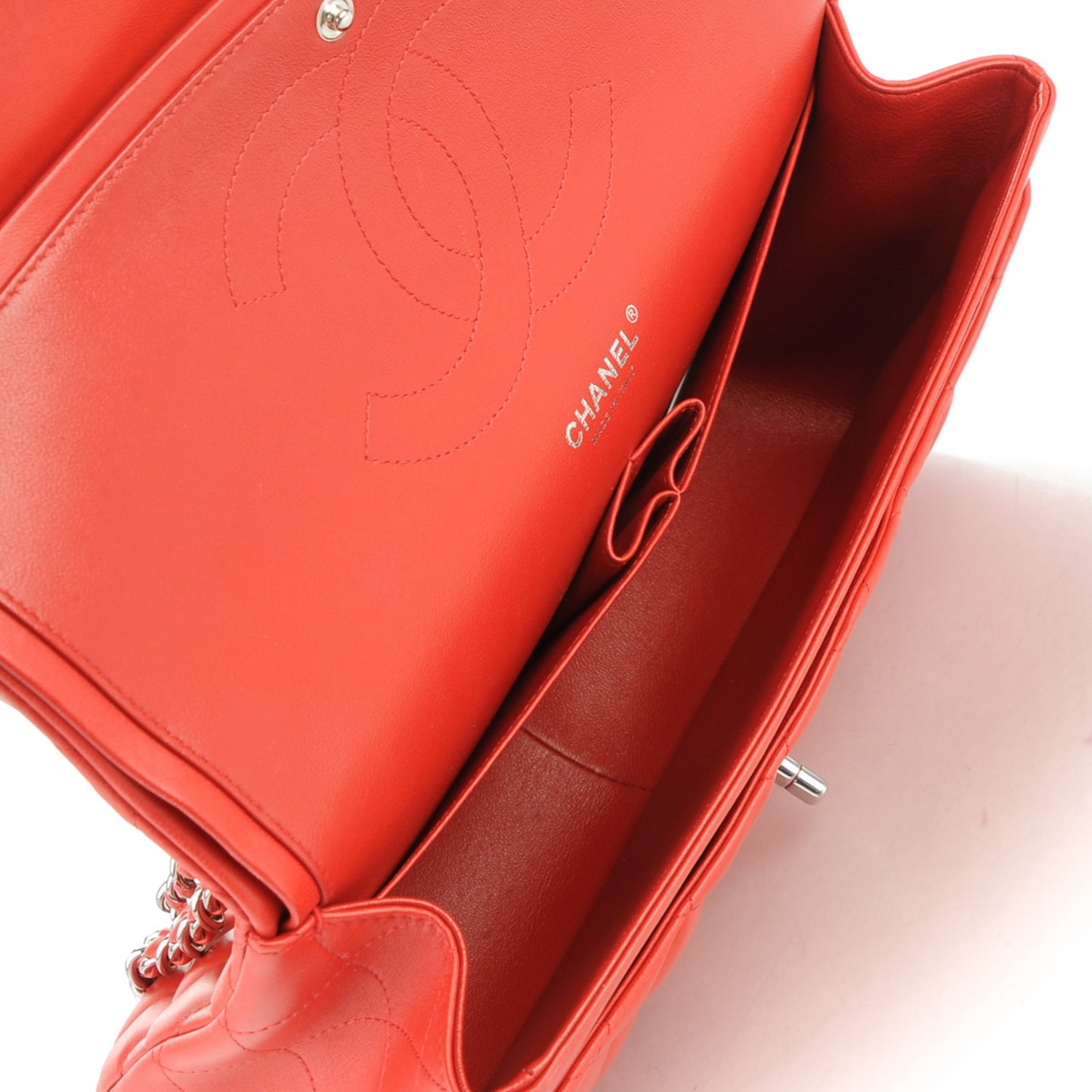 Lambskin Quilted Jumbo Double Flap Red