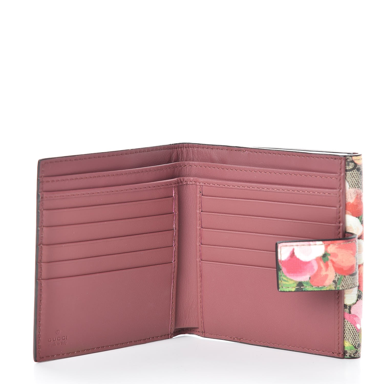 Gucci GG Supreme Monogram Blooms French Flap Wallet Beige Multicolor Dry Rose 6 of 8