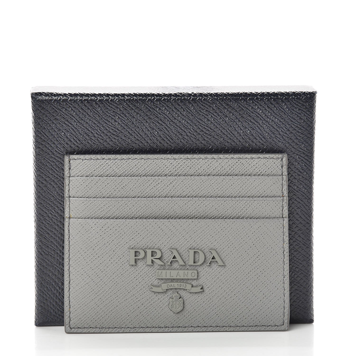 Prada Saffiano Shine Monochrome Card Holder Marmo 8 of 8