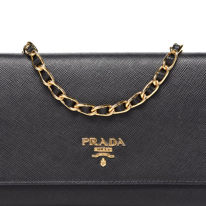 Prada Saffiano Metal Oro Chain Wallet Black 8 of 11