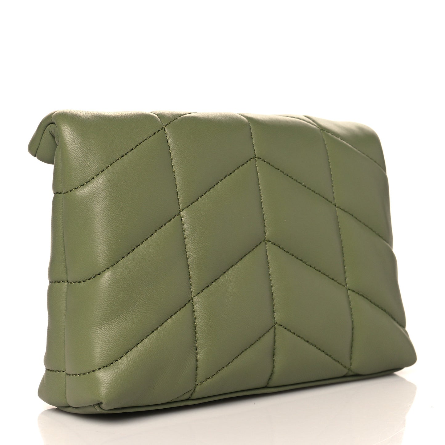 Lambskin Monogram Loulou Puffer Pouch Clutch Light Pistache
