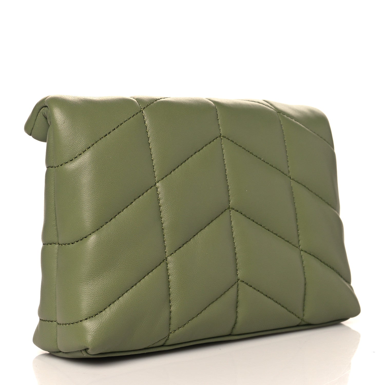 Saint Laurent Lambskin Monogram Loulou Puffer Pouch Clutch Light Pistache 4 of 11