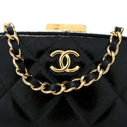 Chanel Glazed Goatskin Quilted Small Box With Chain Black 9 of 11