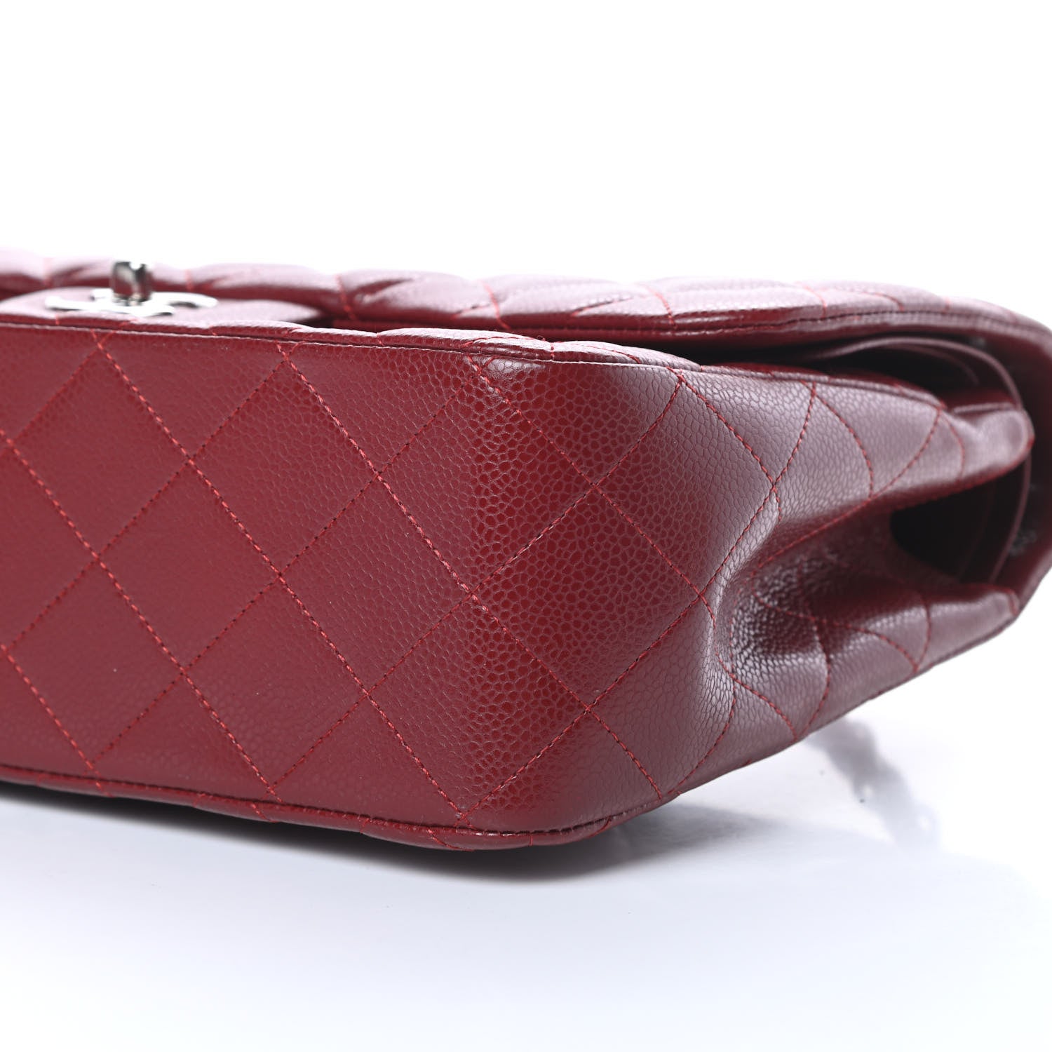 Chanel Caviar Quilted Jumbo Double Flap Dark Red 10 of 11