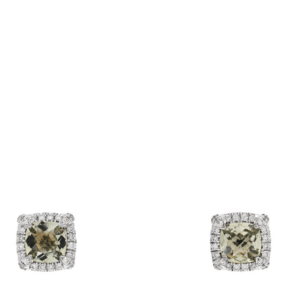 David Yurman Sterling Silver Diamond Prasiolite Petite Chatelaine Pave Bezel Stud Earrings 1 of 4