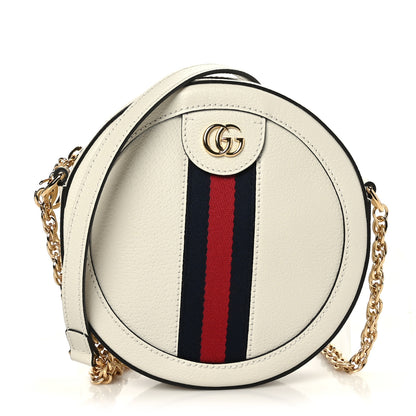 Gucci Textured Calfskin Web Mini Ophidia Round Shoulder Bag Mystic White 1 of 9