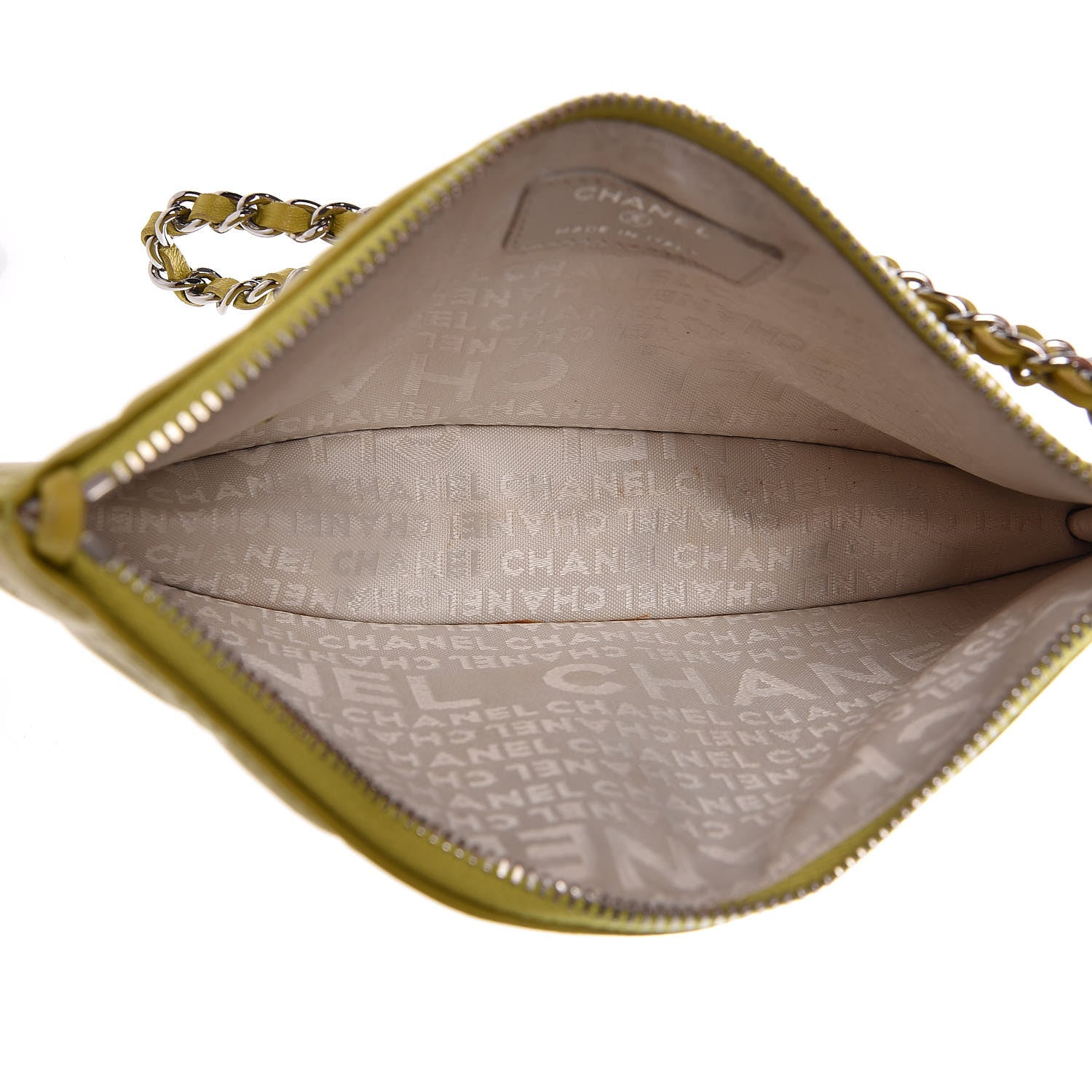 Chanel Lambskin Precious Symbols Pochette Chartreuse 5 of 11