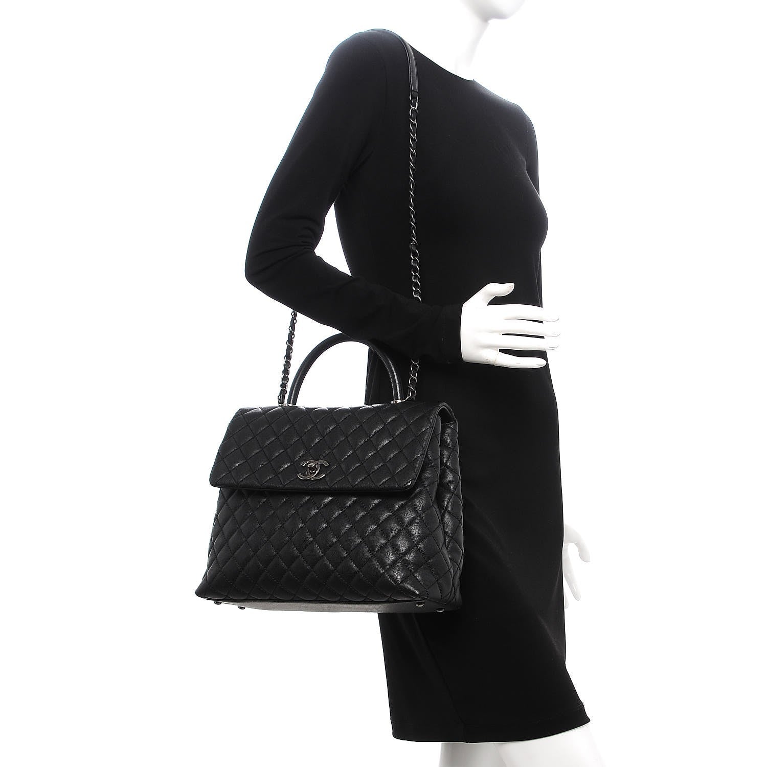 Chanel Caviar Quilted Large Coco Handle Flap Black 2 of 8
