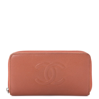 Chanel Caviar Large Timeless CC Gusset Zip Around Wallet Dark Orange 1 of 12