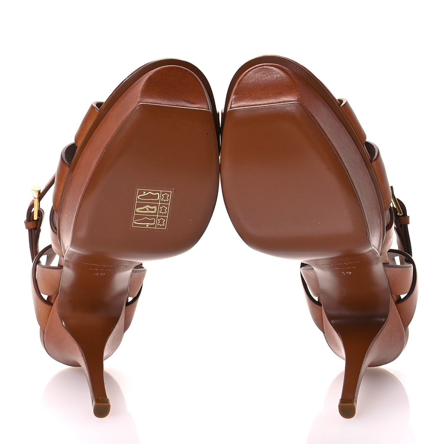 Saint Laurent Calfskin Tribute 75 Platform Sandals 39 Amber 5 of 8