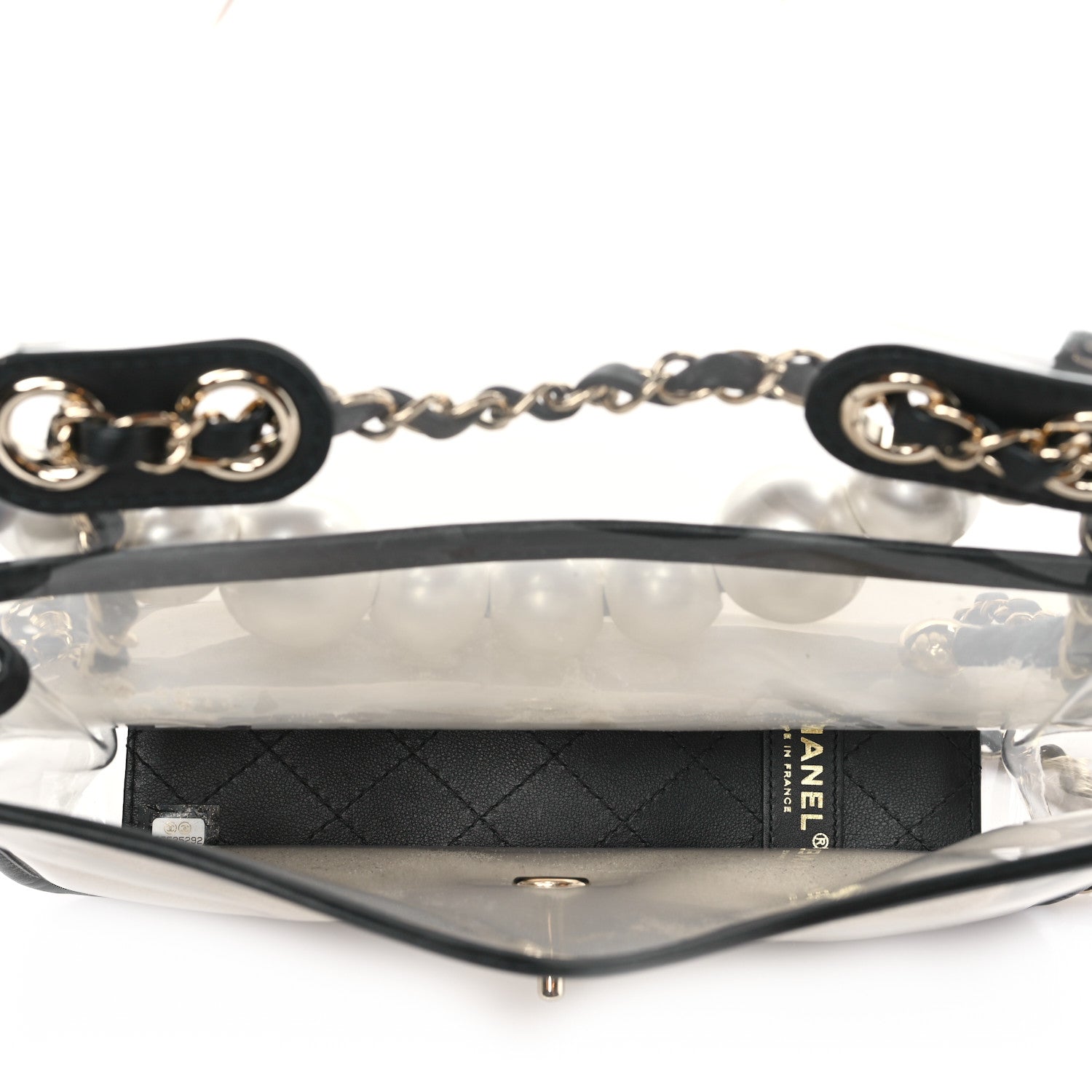 Chanel Lambskin PVC Sand By The Sea Flap With Pearl Strap Black 5 of 9
