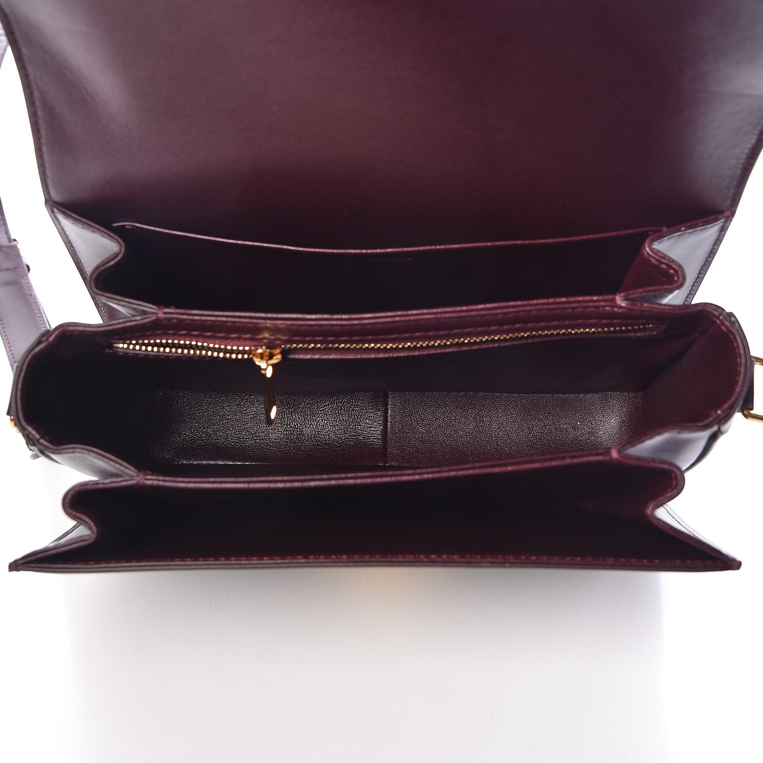 Celine Shiny Calfskin Medium Triomphe Burgundy 5 of 10