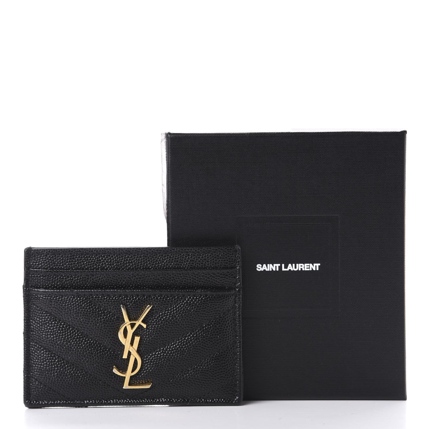 Grain De Poudre Matelasse Chevron Monogram Credit Card Case Black