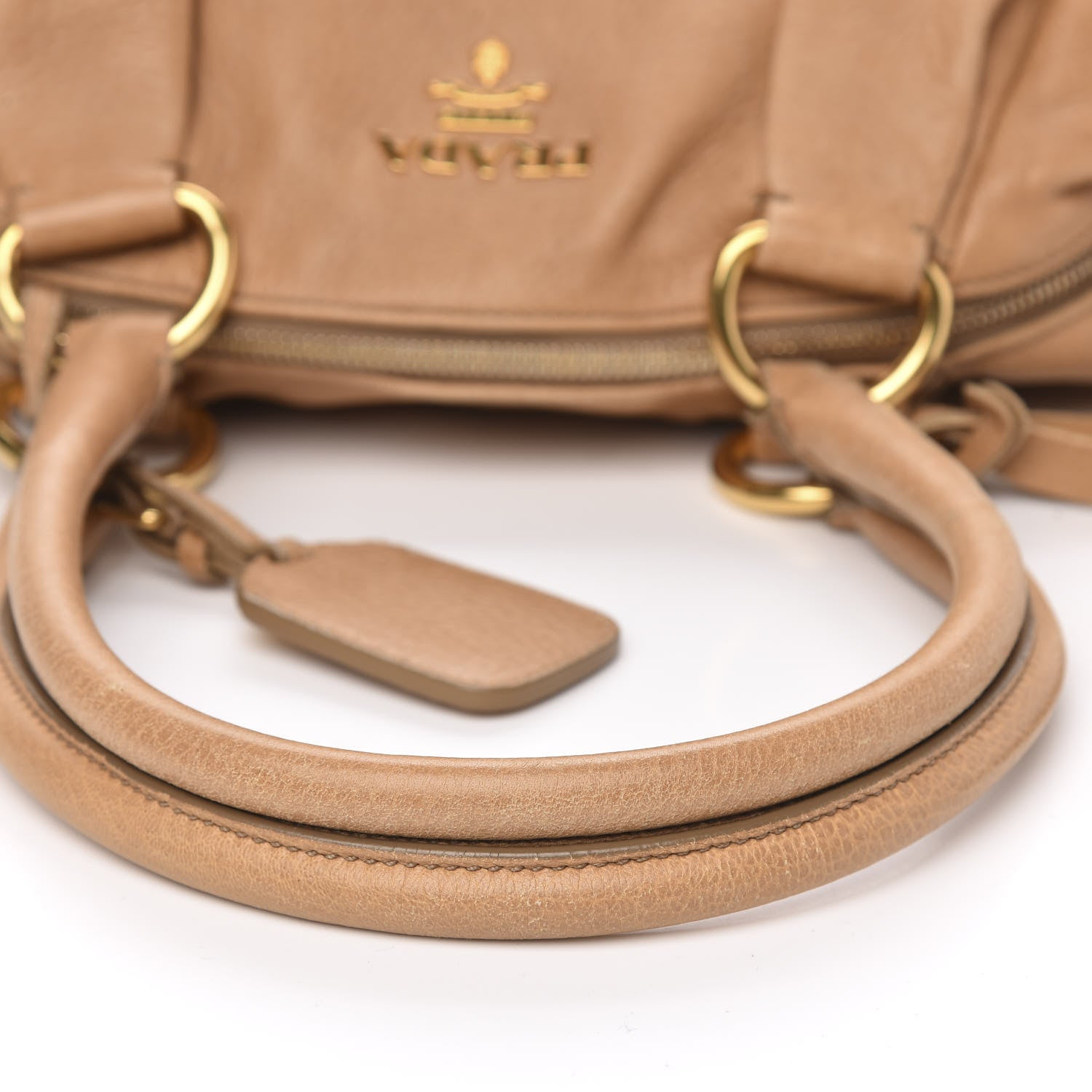 Prada Deerskin Tamponato Pleated Tote Sughero 12 of 17