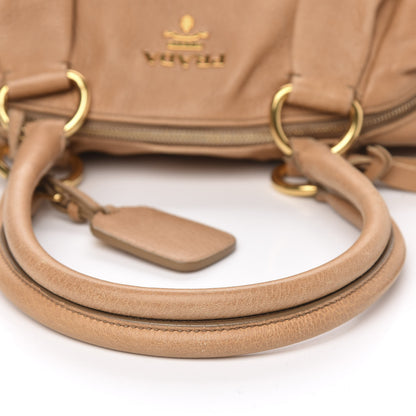 Prada Deerskin Tamponato Pleated Tote Sughero 12 of 17