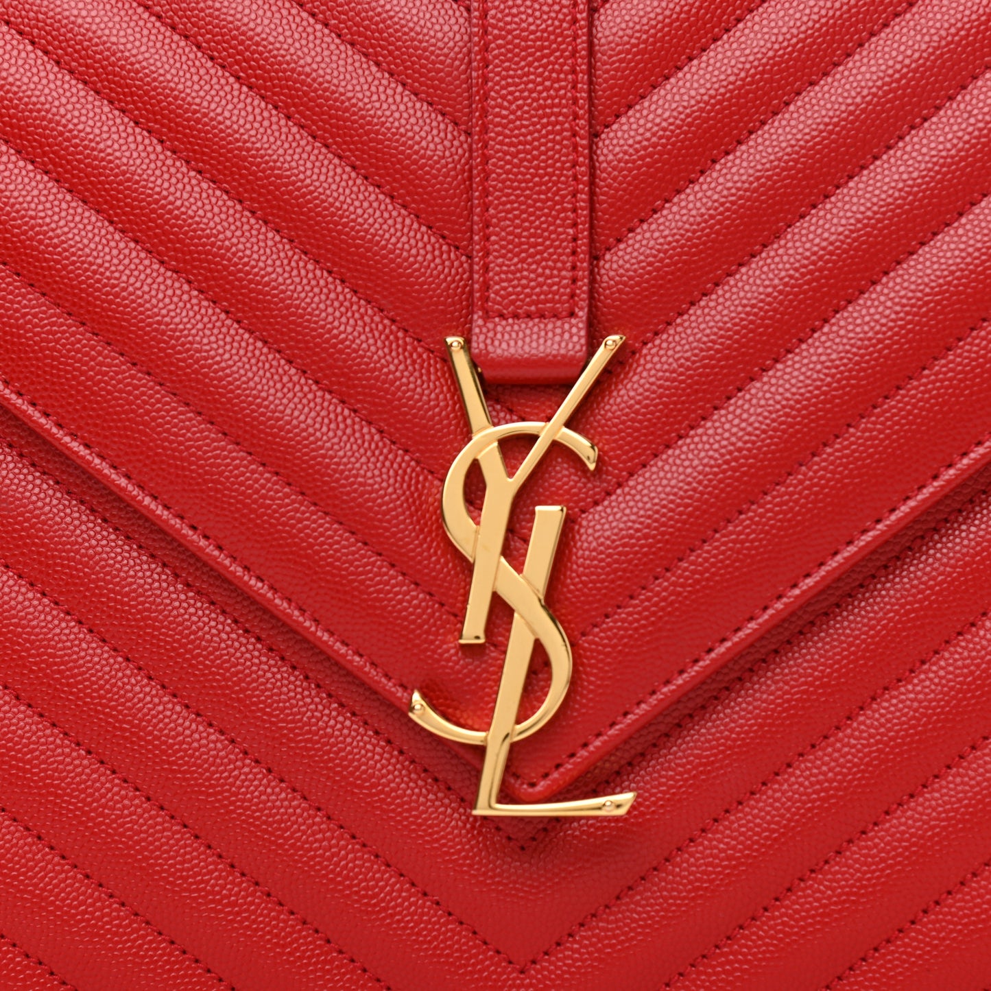 Grain De Poudre Matelasse Chevron Large Monogram Satchel Lipstick Red