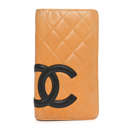 Chanel Calfskin Quilted Cambon Yen Wallet Beige Black 1 of 11