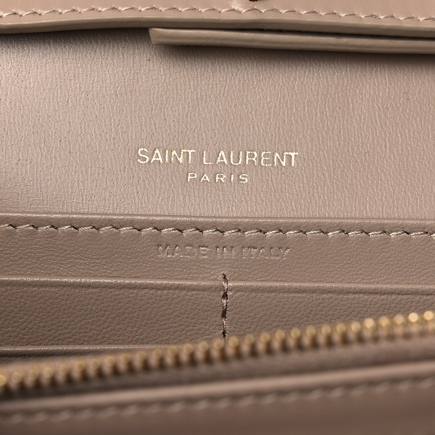 Saint Laurent Glossy Calfskin Monogram Chain Wallet Dark Beige 6 of 9