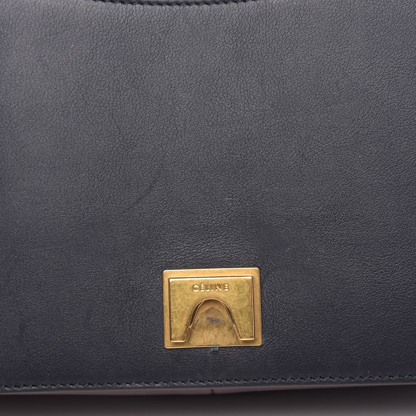 Shiny Smooth Calfskin Medium Frame Shoulder Bag Steel Blue Plum