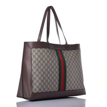 Gucci GG Supreme Monogram Web Large Ophidia Tote Brown 3 of 8