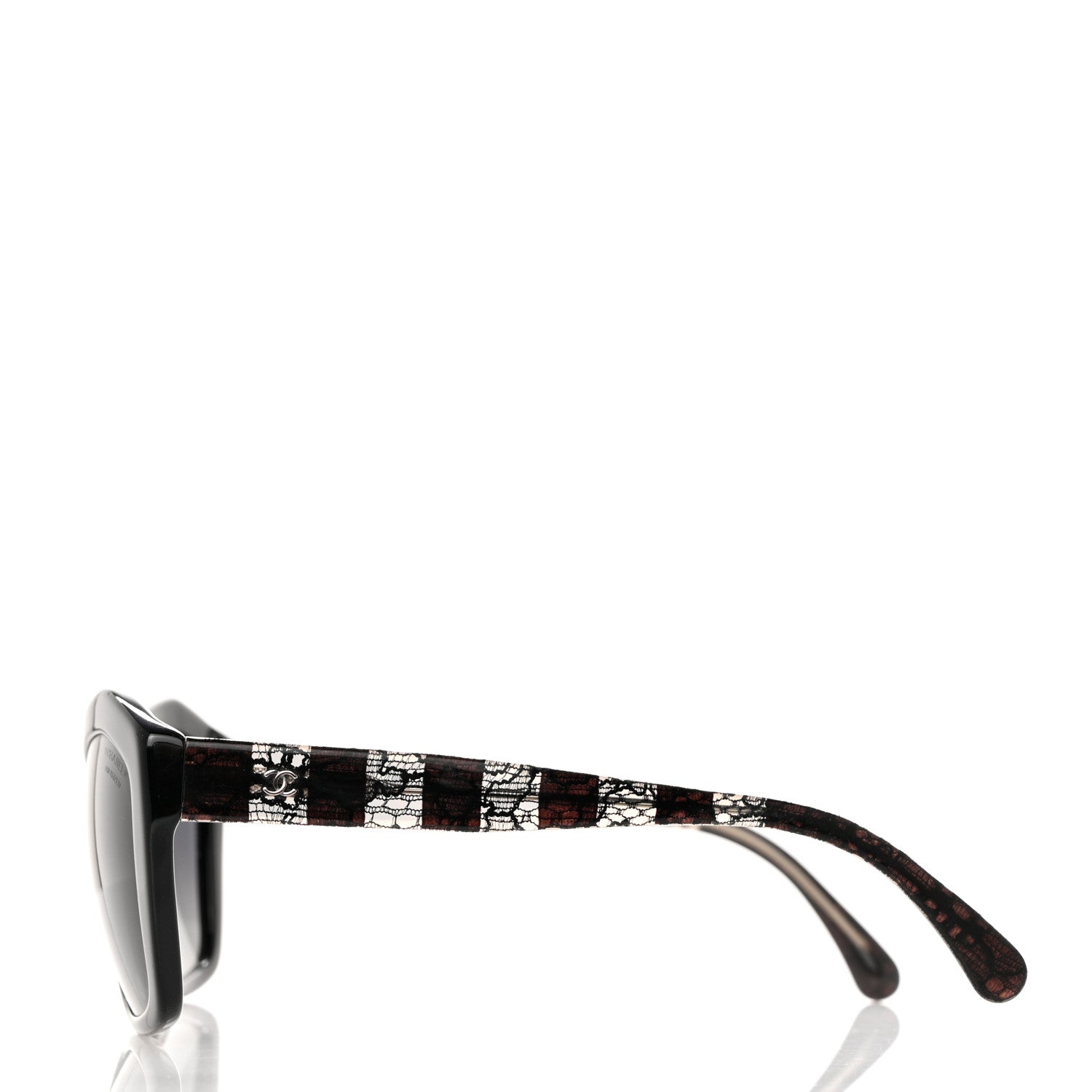 Chanel Acetate Polarized Lace Effect Sunglasses 5296 Black 3 of 8