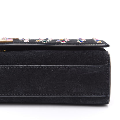 Saint Laurent Suede Crystal Medium Classic Monogram Kate Satchel Black 10 of 14