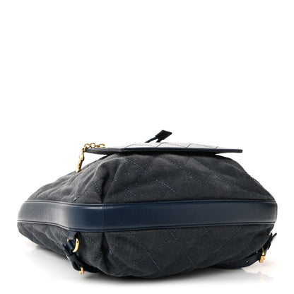 Chanel Denim Calfskin Quilted Backpack Blue 4 of 10