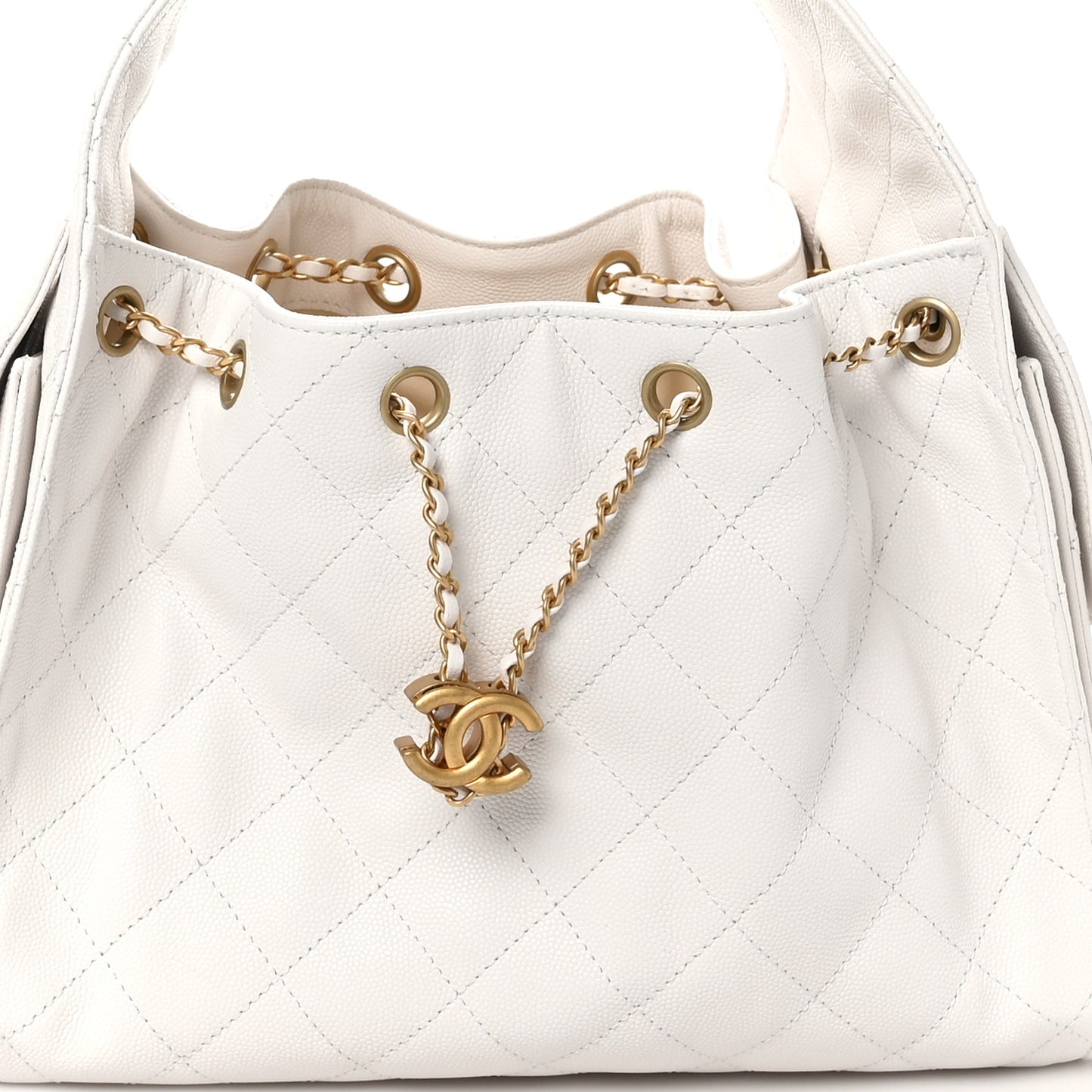 Caviar Quilted Small Chanel 25 Handbag White