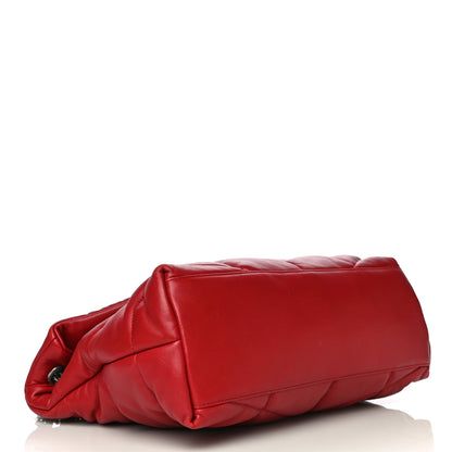 Saint Laurent Lambskin Quilted Medium Loulou Puffer Monogram Chain Satchel Red 5 of 14