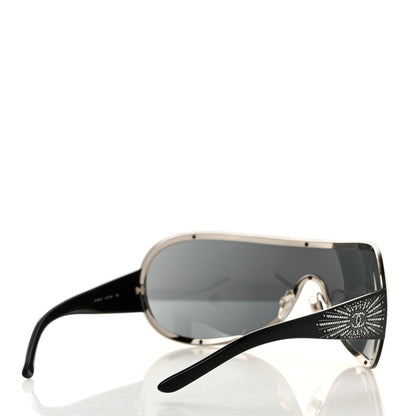 Chanel Shield Crystal CC Logo Sunglasses 4148 B Black 4 of 7