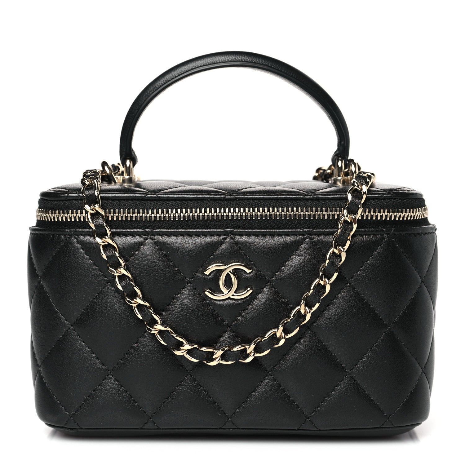 Chanel Lambskin Quilted Small Top Handle Vanity Case With Chain Black 1 of 10